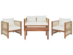 Lounge Set mit Tisch 4-Sitzer ANTRIA Akazienholz Beige