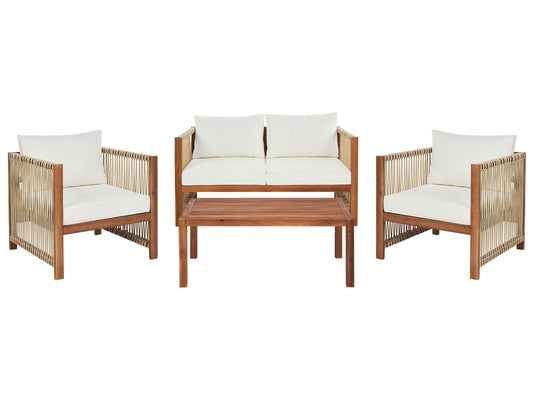 Lounge Set mit Tisch 4-Sitzer ANTRIA Akazienholz Beige