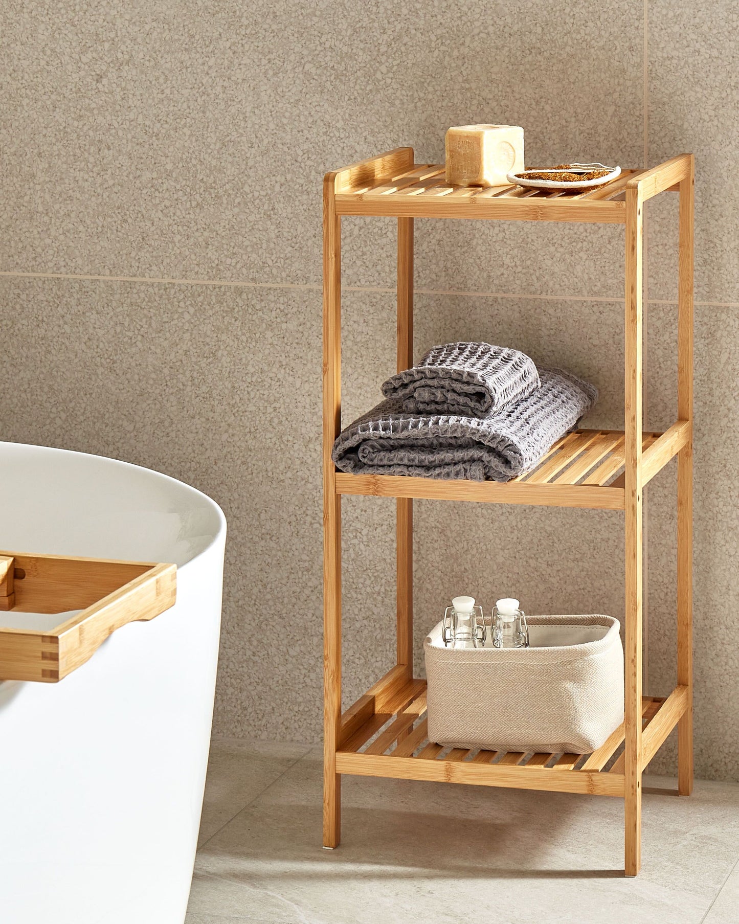 Badregal Bambusholz hellbraun 3 Fächer BAXLEY
