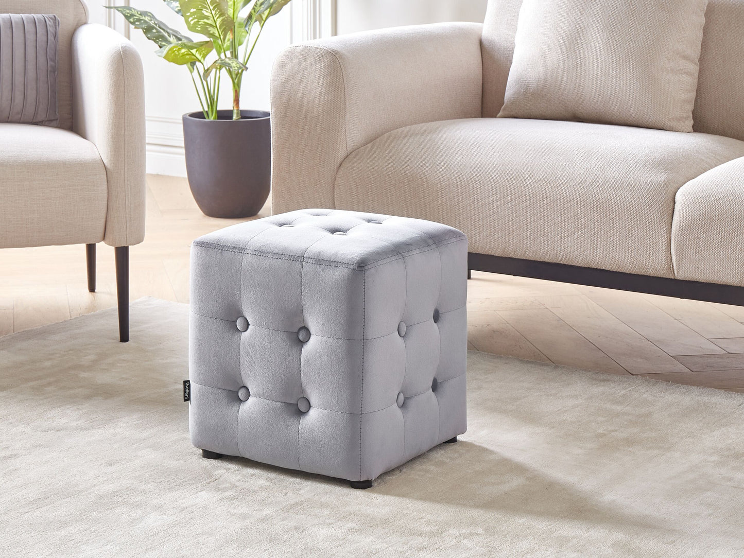 Pouf Samtstoff grau 36 x 36 cm WISCONSIN