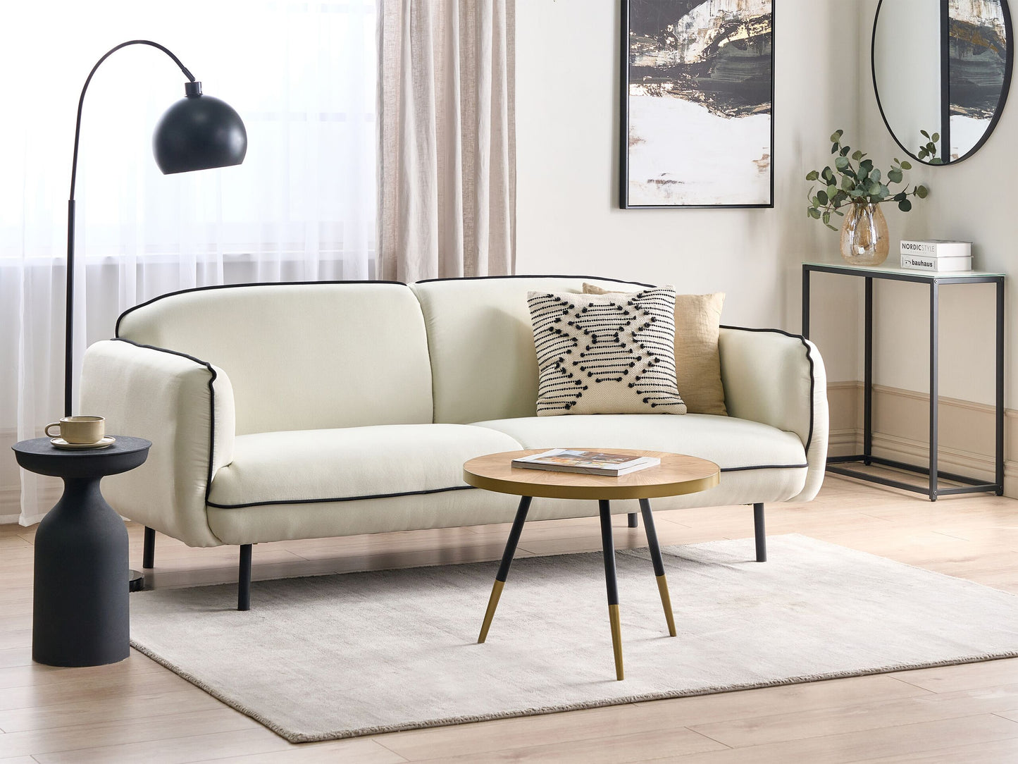 3-Sitzer Sofa hellbeige / schwarz TONSBERG