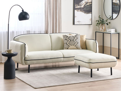 3-Sitzer Sofa hellbeige / schwarz mit Ottomane TONSBERG