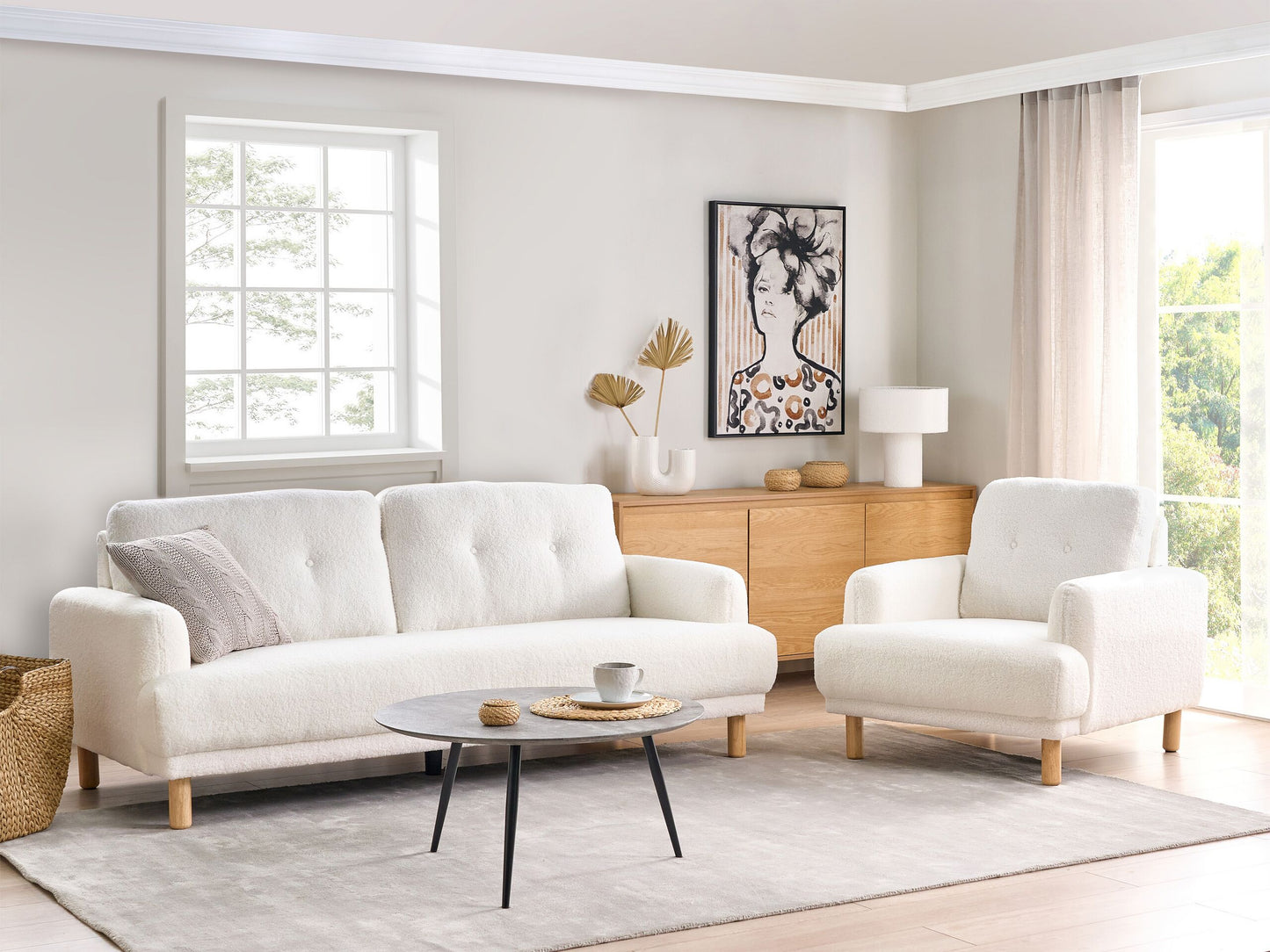 3-Sitzer Sofa Bouclé Weiss TUVE