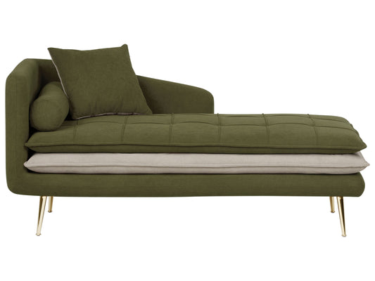 Chaiselongue grün / beige linksseitig GONESSE