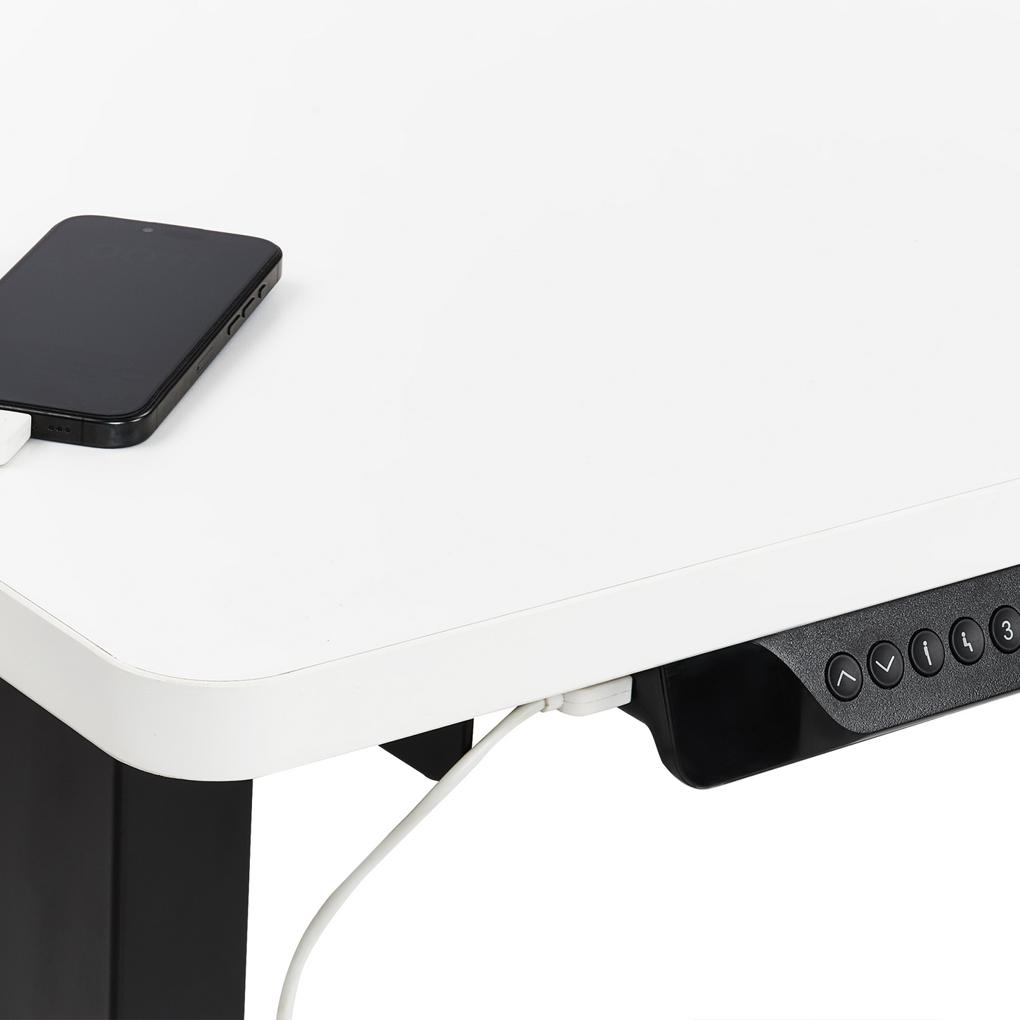 Schreibtisch rechtsseitig weiss / schwarz 160 x 59 cm elektrisch höhenverstellbar DESTINES
