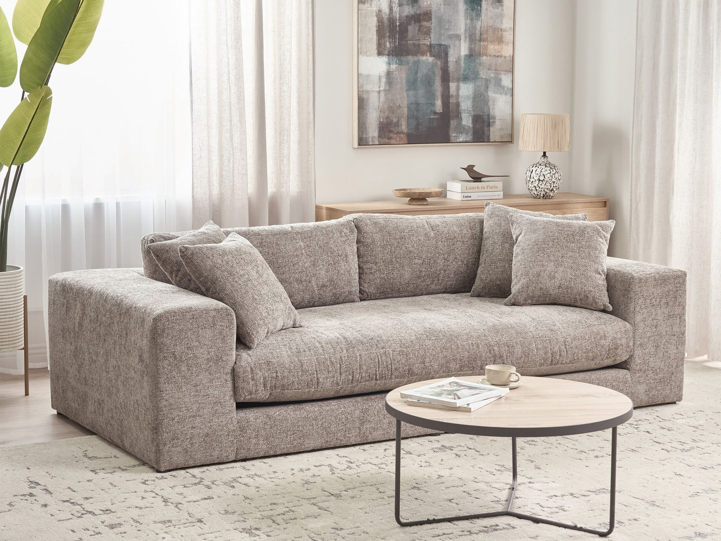 3-Sitzer Sofa hellbraun mit Kissen GLORVIKA
