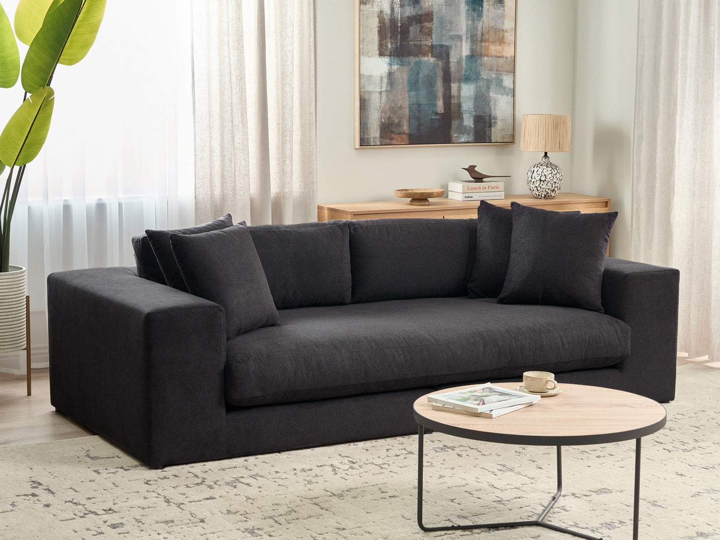 3-Sitzer Sofa schwarz mit Kissen GLORVIKA