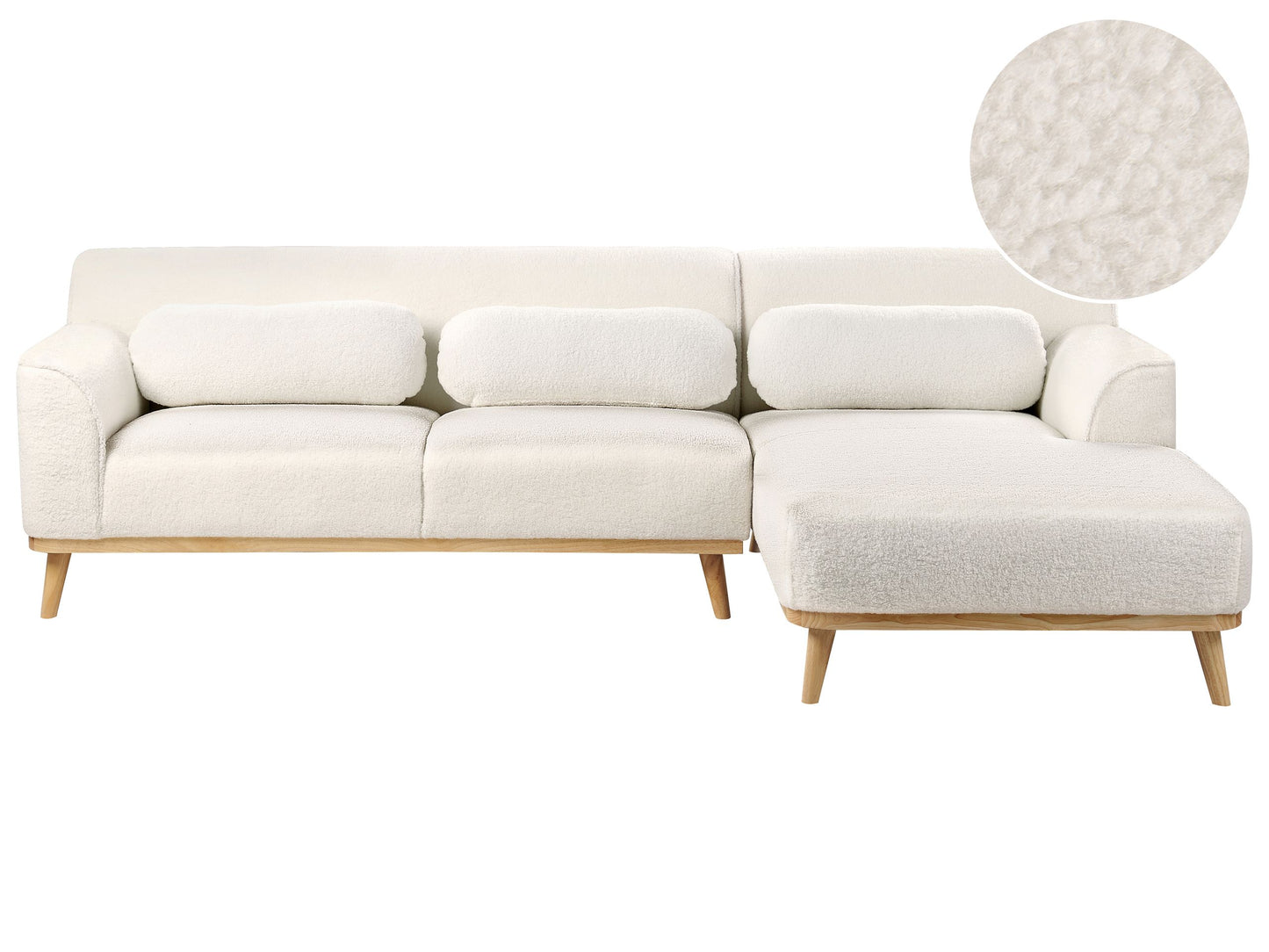 3-Sitzer Ecksofa Bouclé weiss linksseitig SIMOS