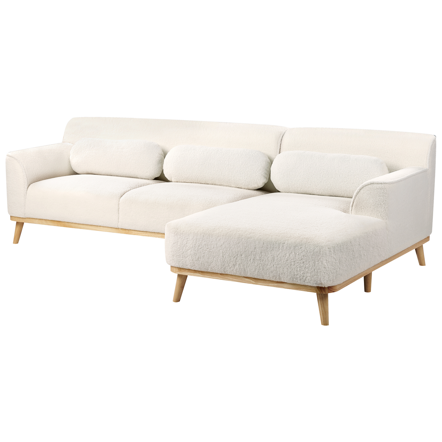 3-Sitzer Ecksofa Bouclé weiss linksseitig SIMOS