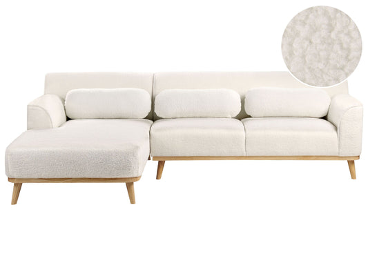 3-Sitzer Ecksofa Bouclé weiss rechtsseitig SIMOS