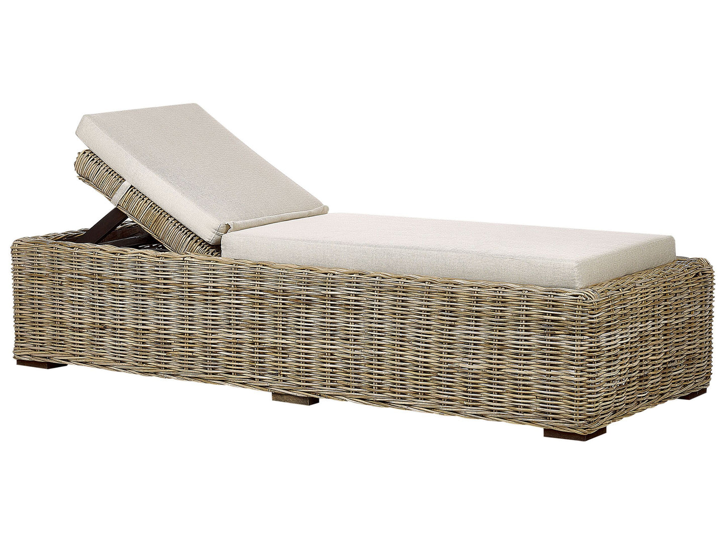 Gartenliege Rattan naturfarben Auflage taupe PALESE