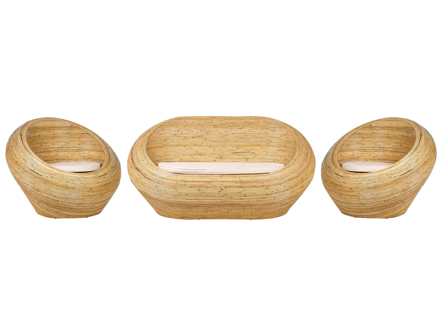 Gartensofa Set 4-Sitzer MAIORI Rattan Naturfarben