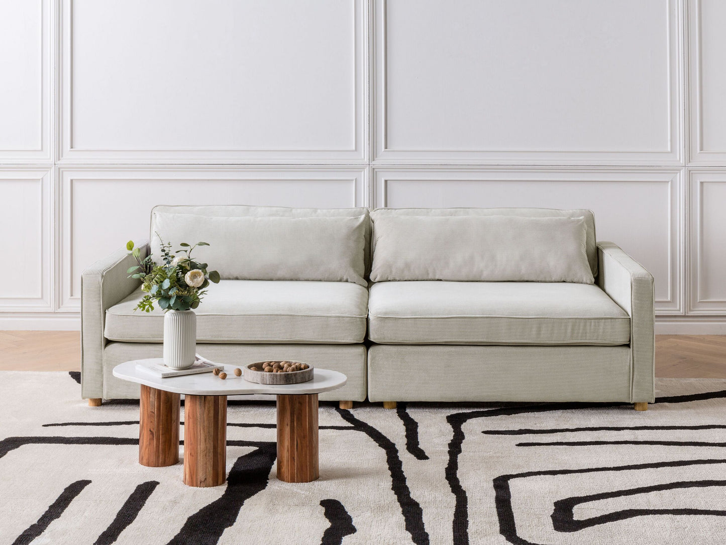 3-Sitzer Sofa Cord hellgrau VINSTRA
