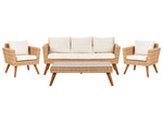 Lounge Set mit Tisch 5-Sitzer VITTORIA Polyrattan Cremeweiss