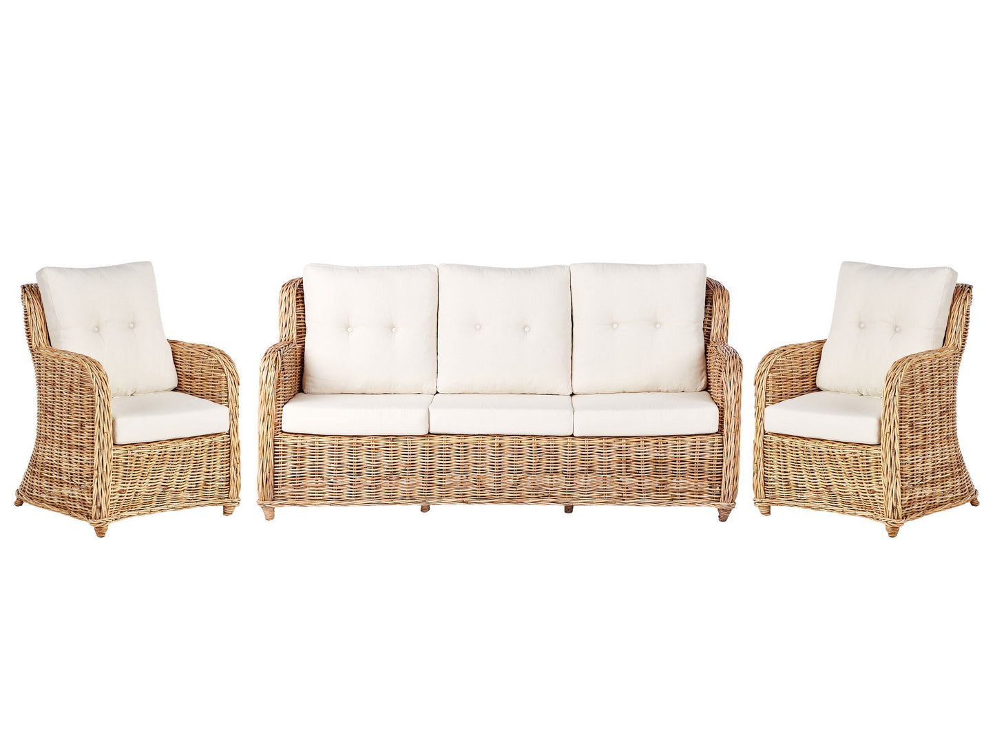 Gartensofa Set 5-Sitzer ALESSANO Rattan Naturfarben
