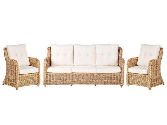 Gartensofa Set 5-Sitzer ALESSANO Rattan Naturfarben