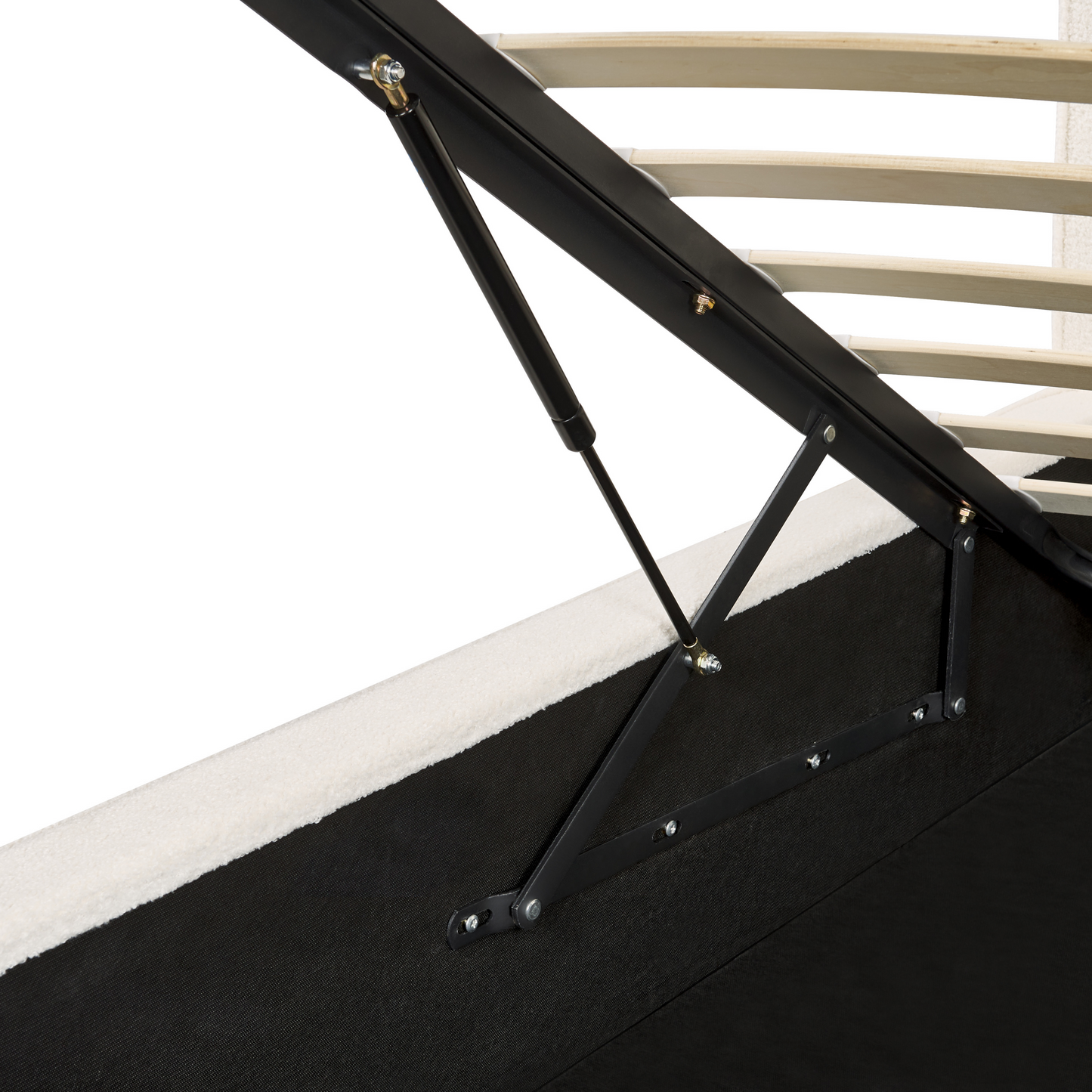 Bett mit Stauraum Bouclé MOISSAC 180 x 200 cm Cremeweiss