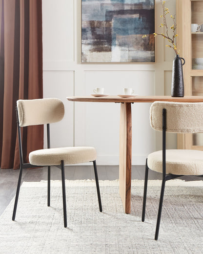 Esszimmerstuhl 2er Set ALLISON Bouclé Hellbeige