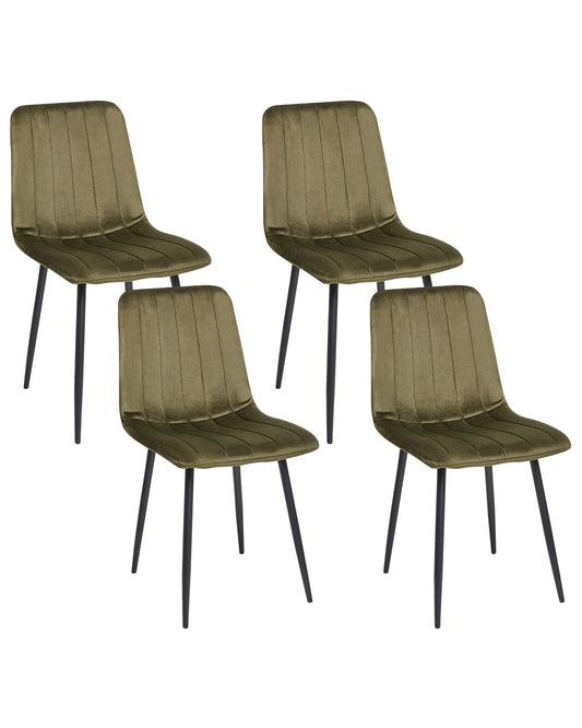 Esszimmerstuhl 4er Set KALISPELL Samtstoff Olivgrün