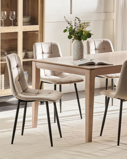 Esszimmerstuhl 4er Set POWELL Samtstoff Beige
