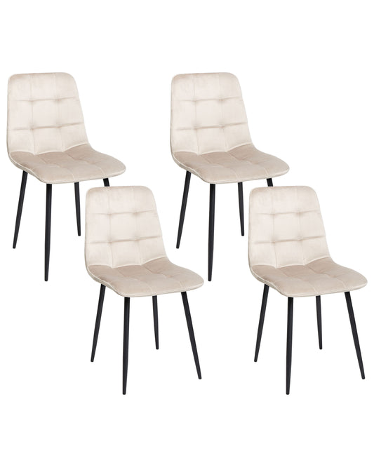 Esszimmerstuhl 4er Set POWELL Samtstoff Beige