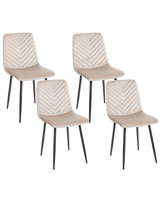 Esszimmerstuhl 4er Set HAVRE Samtstoff Beige