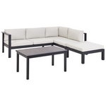 Garten Ecksofa mit Tisch 5-Sitzer MESSINA linksseitig Metall Cremeweiss