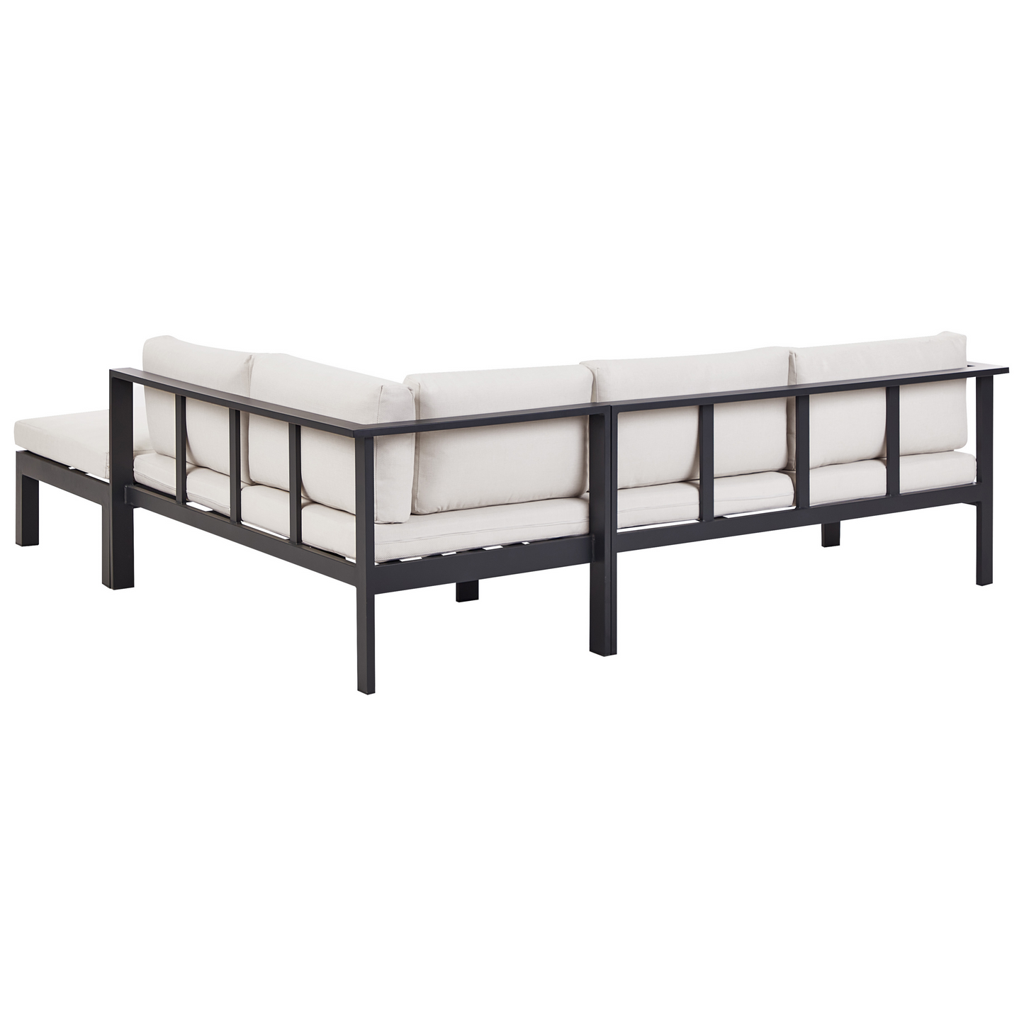 Garten Ecksofa mit Tisch 5-Sitzer MESSINA linksseitig Metall Cremeweiss