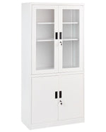 Vitrine mit Glastüren MALACHITE Metall 90 cm Weiss