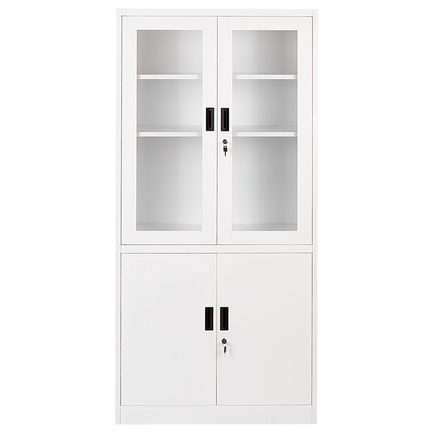 Vitrine mit Glastüren MALACHITE Metall 90 cm Weiss