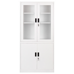 Vitrine mit Glastüren MALACHITE Metall 90 cm Weiss