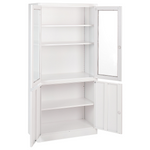 Vitrine mit Glastüren MALACHITE Metall 90 cm Weiss