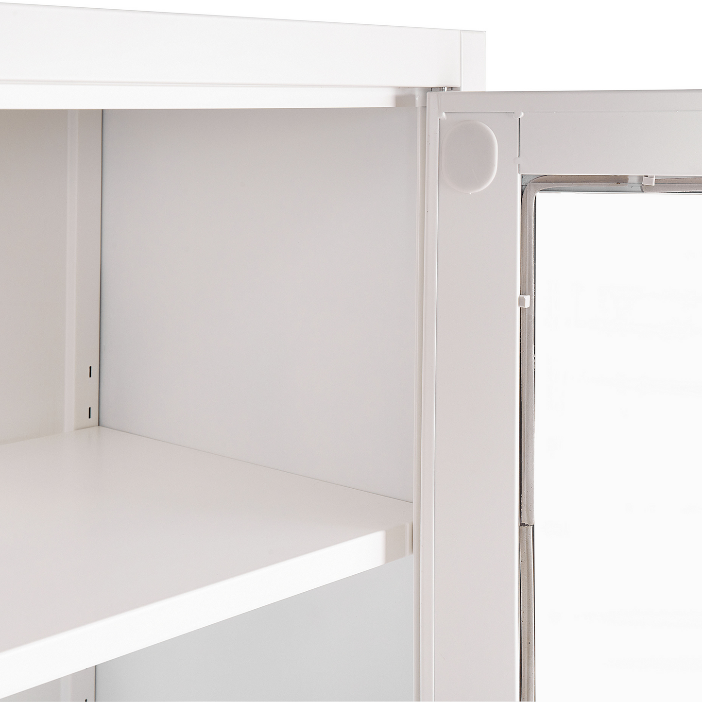 Vitrine mit Glastüren MALACHITE Metall 90 cm Weiss