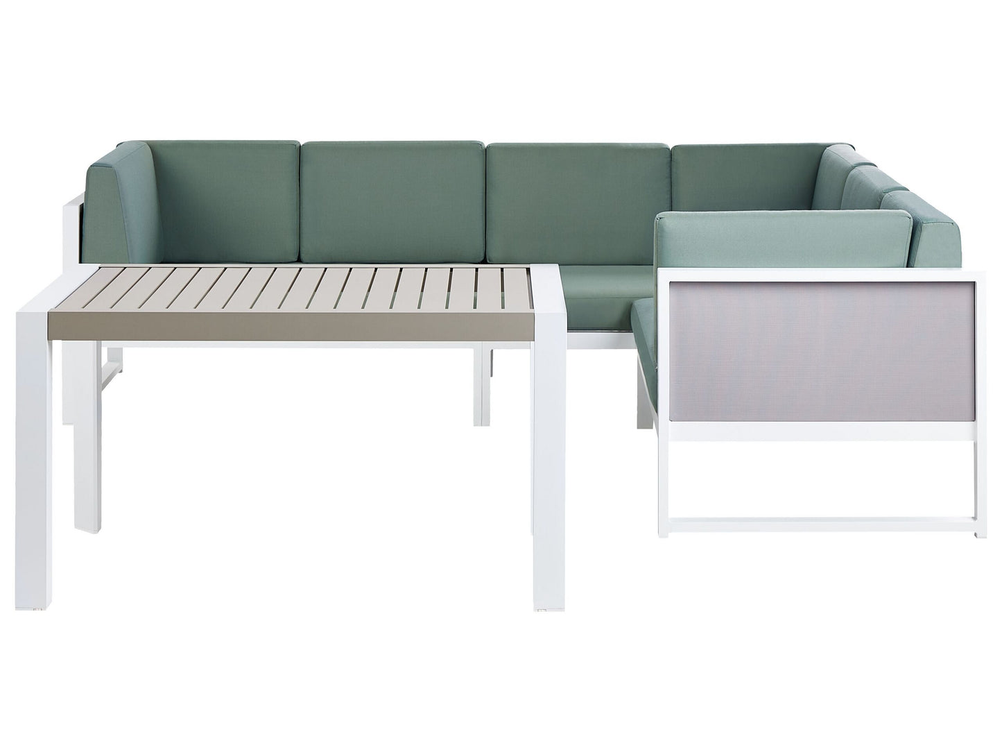 Garten Ecksofa mit Tisch 6-Sitzer CASTELLA linksseitig Metall Grün