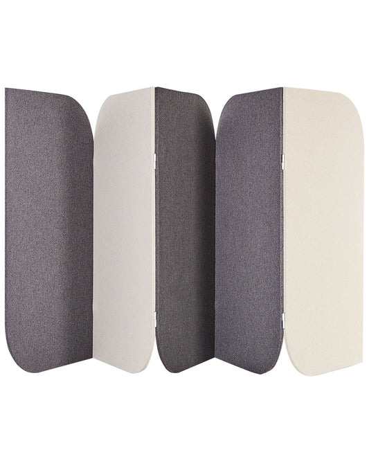 Akustik Raumteiler 5-teilig grau / beige 400 x 160 cm SHADY