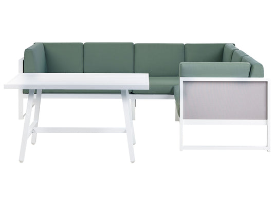 Garten Ecksofa mit Tisch 6-Sitzer CASTELLA/FRATTE linksseitig Metall Grün
