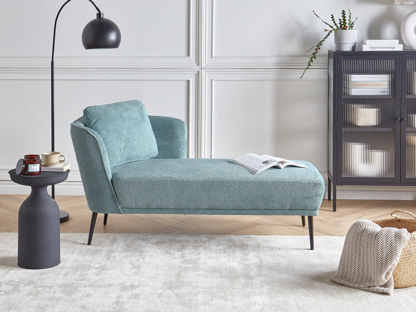 Chaiselongue blau linksseitig mit Kissen ARTHEZE
