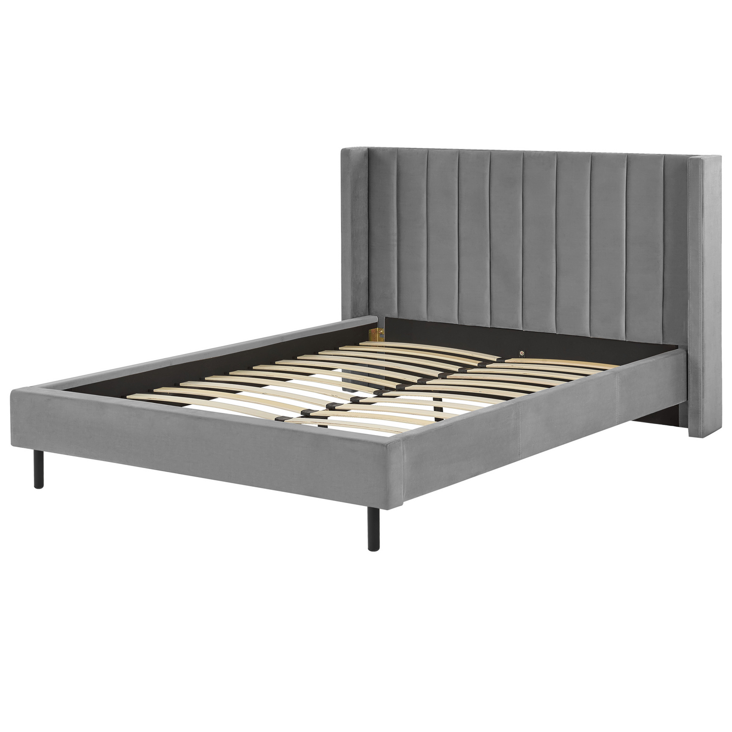 Bett mit Lattenrost Samtstoff VILLETTE 160 x 200 cm Grau