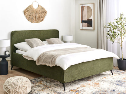 Bett mit Lattenrost Bouclé VALOGNES 160 x 200 cm Dunkelgrün