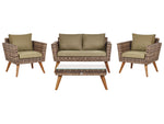 Lounge Set mit Tisch 4-Sitzer VITTORIA Polyrattan Olivgrün