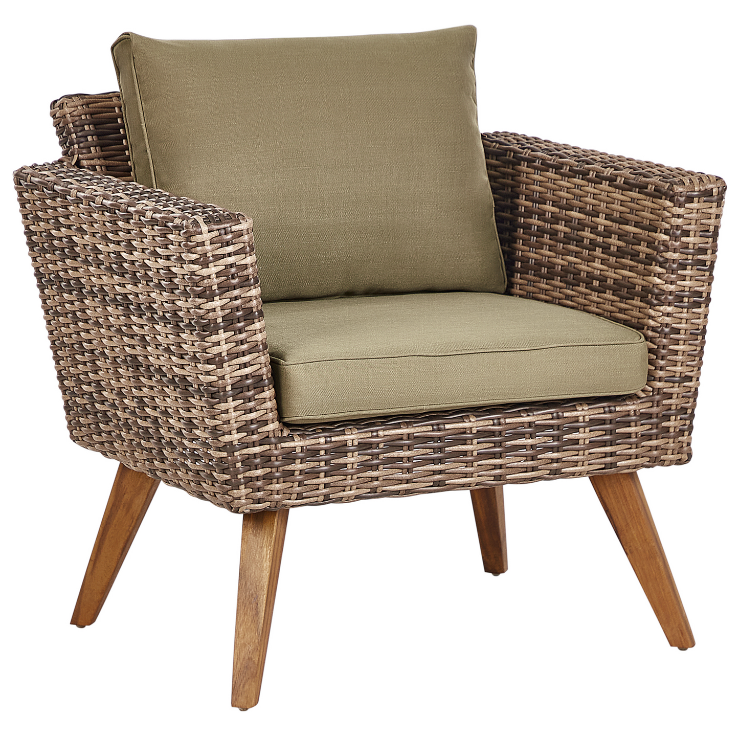 Lounge Set mit Tisch 4-Sitzer VITTORIA Polyrattan Olivgrün
