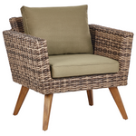 Lounge Set mit Tisch 4-Sitzer VITTORIA Polyrattan Olivgrün