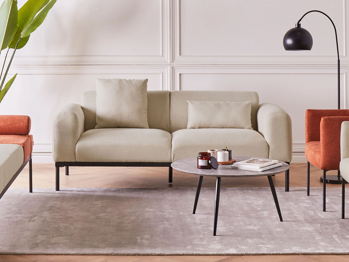 2-Sitzer Sofa Leinenoptik hellbeige MALMOS