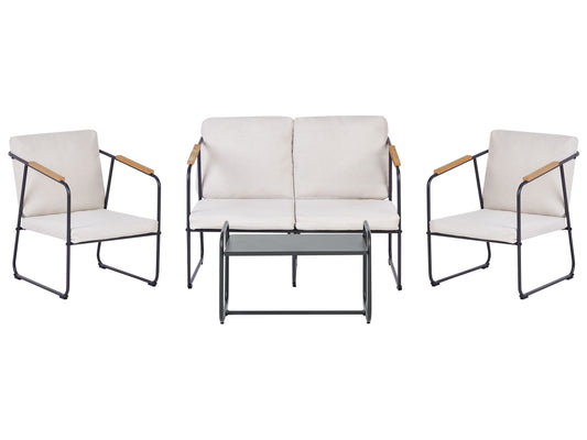 Lounge Set mit Tisch 4-Sitzer VEZZANA Metall Hellbeige
