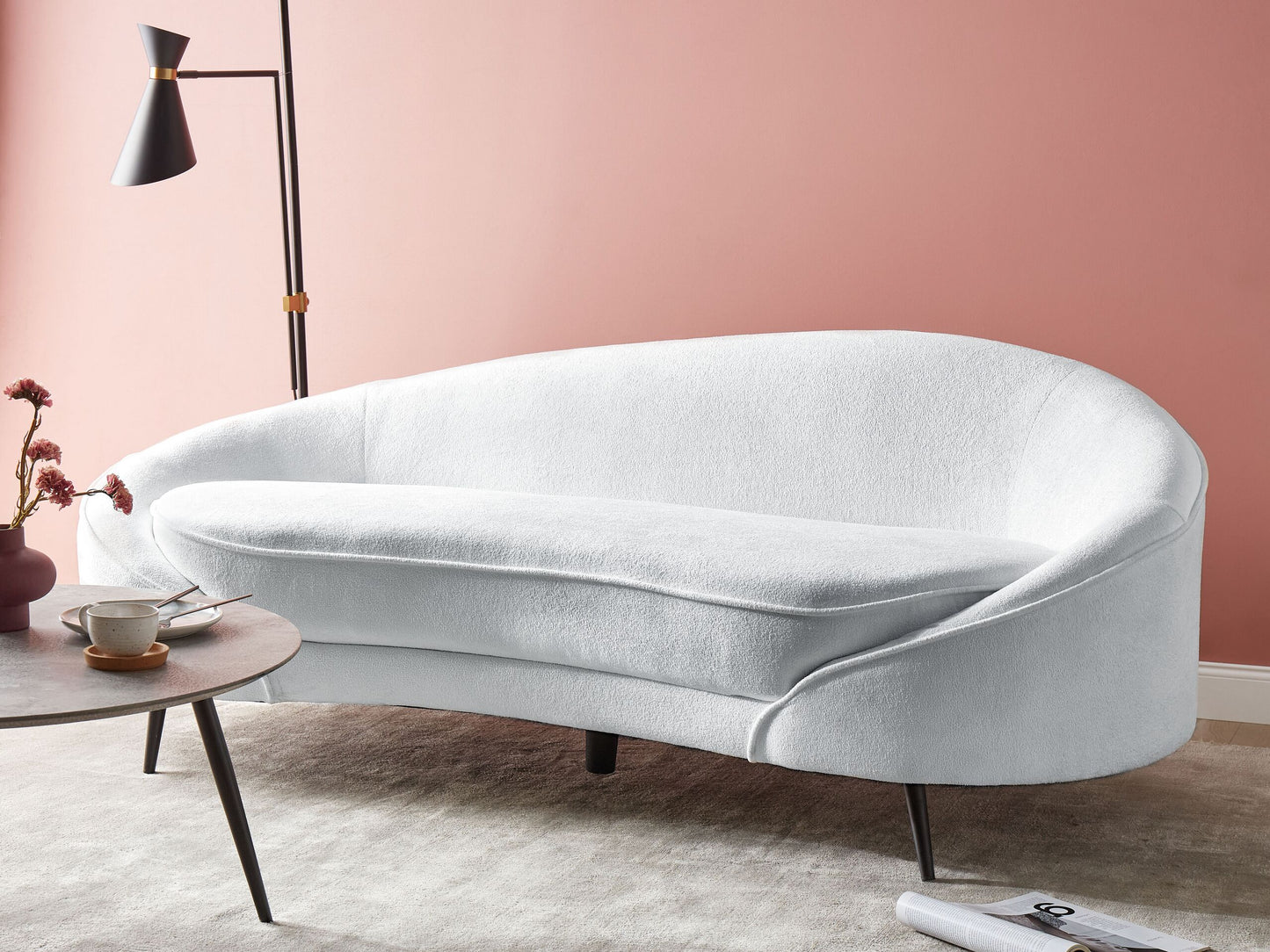 3-Sitzer Sofa Bouclé weiss / schwarz SAVA