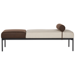 Chaiselongue Leinenoptik / Kunstleder beige / dunkelbraun MALMOS