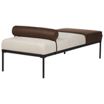 Chaiselongue Leinenoptik / Kunstleder beige / dunkelbraun MALMOS