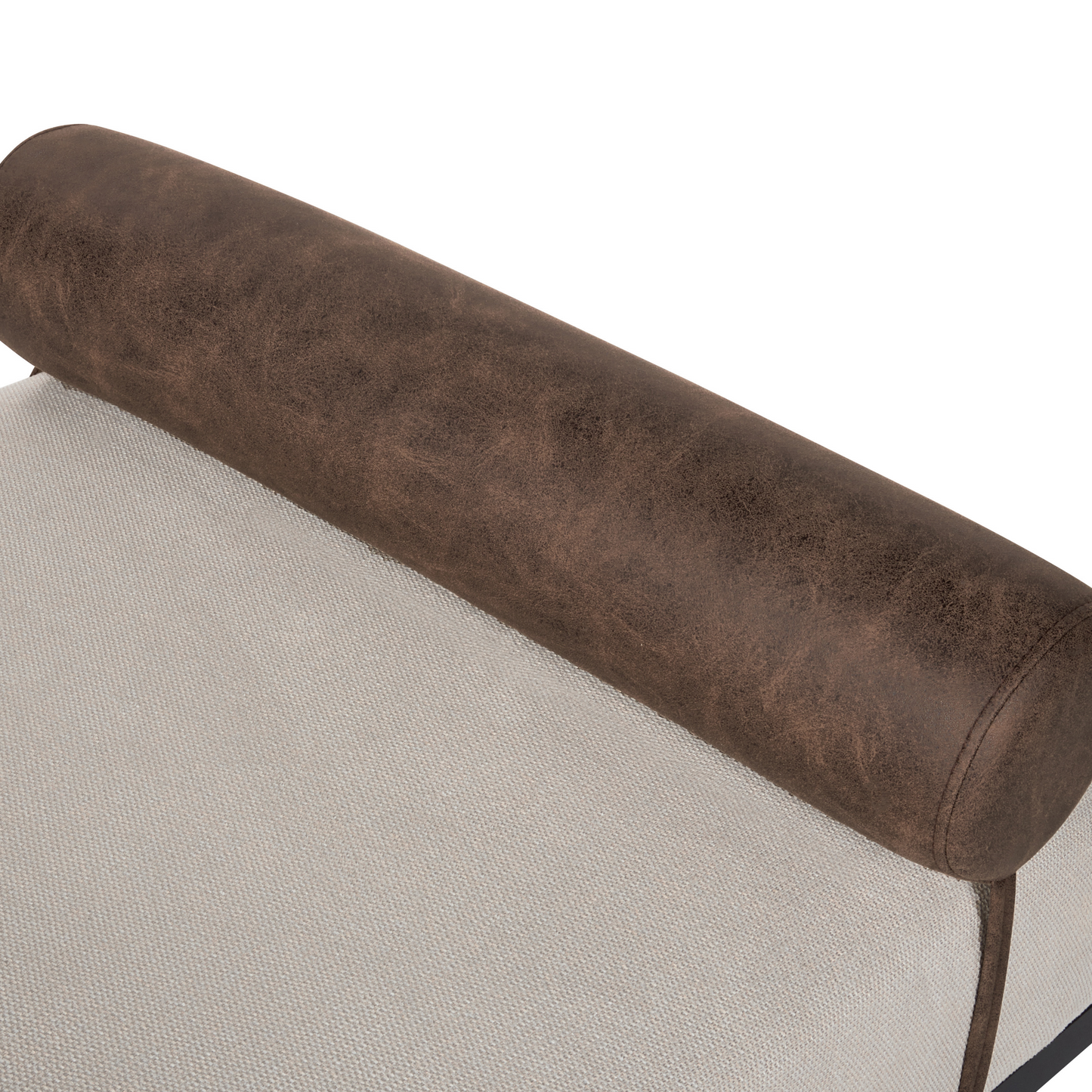 Chaiselongue Leinenoptik / Kunstleder beige / dunkelbraun MALMOS