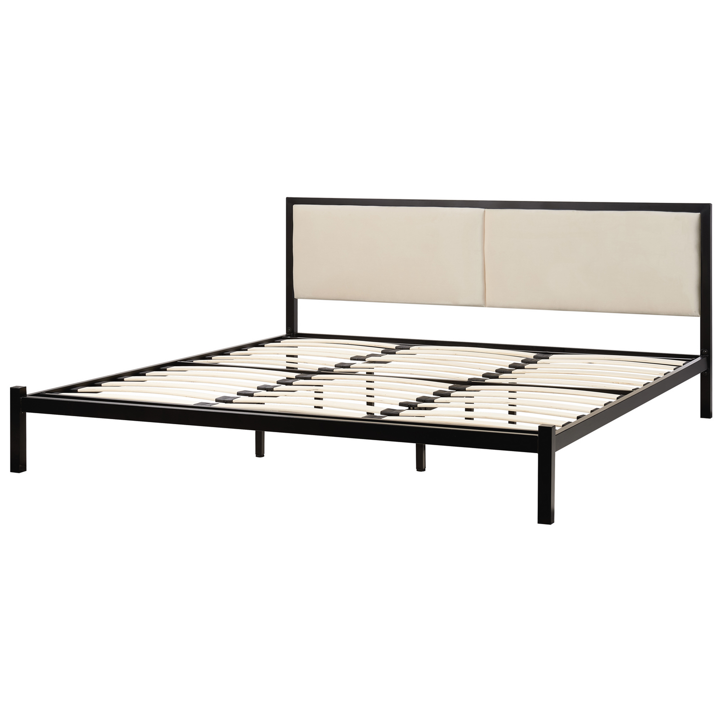 Bett mit Lattenrost Metall CLAMART 180 x 200 cm Hellbeige