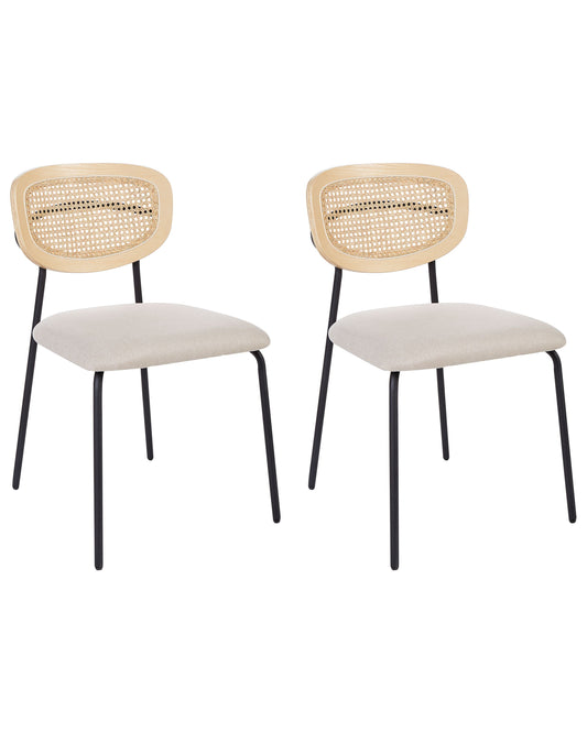 Esszimmerstuhl 2er Set MAYETTA Rattan Hellbeige
